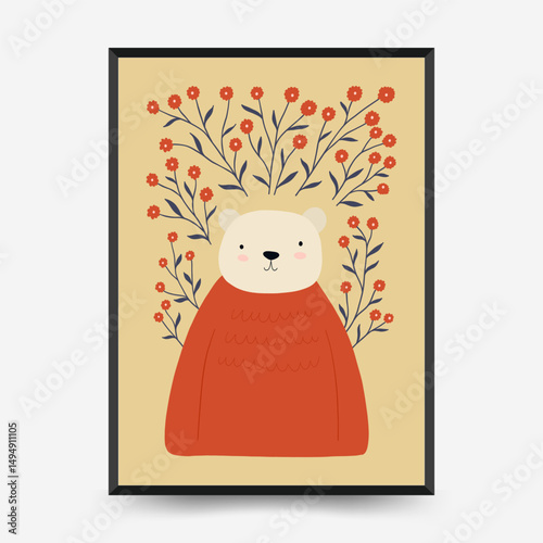 Abstract Childrens Room posters template. Modern trendy Kids minimal style. Hand drawn design for wallpaper, wall decor, print, postcard, cover, template, banner.