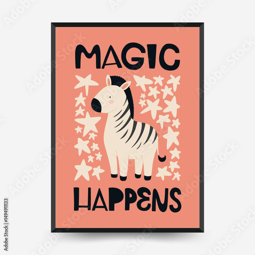 Abstract Childrens Room posters template. Modern trendy Kids minimal style. Hand drawn design for wallpaper, wall decor, print, postcard, cover, template, banner.