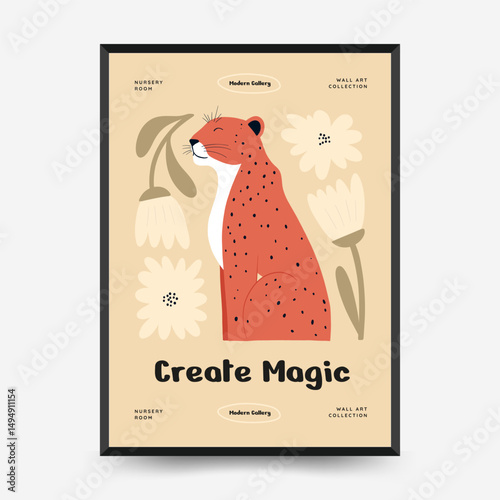 Abstract Childrens Room posters template. Modern trendy Kids minimal style. Hand drawn design for wallpaper, wall decor, print, postcard, cover, template, banner.
