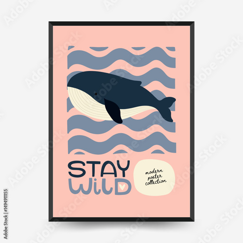 Abstract Childrens Room posters template. Modern trendy Kids minimal style. Hand drawn design for wallpaper, wall decor, print, postcard, cover, template, banner.