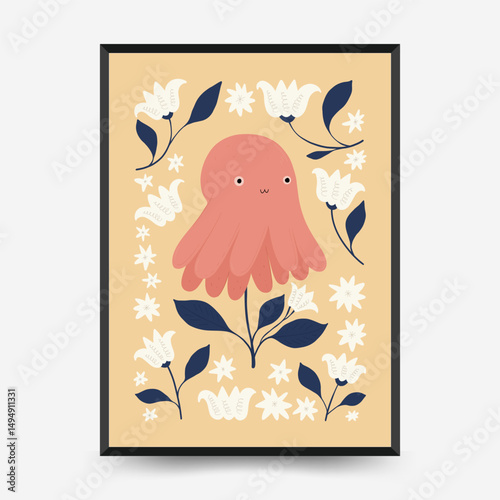 Abstract Childrens Room posters template. Modern trendy Kids minimal style. Hand drawn design for wallpaper, wall decor, print, postcard, cover, template, banner.