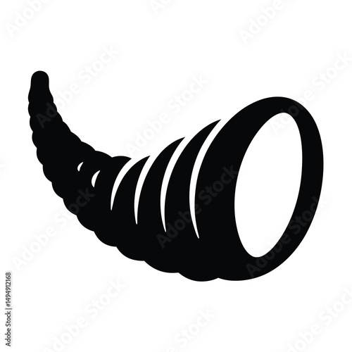 Black Silhouette of a Cornucopia, a Symbol of Abundance and Harvest