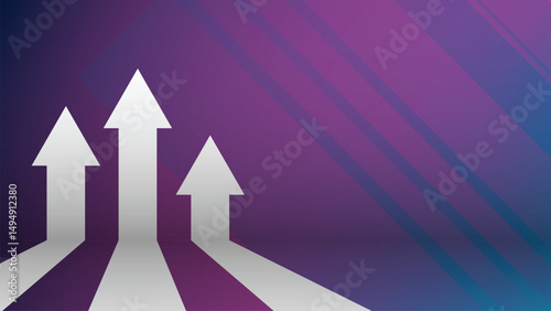 Financial up arrow graph in stock market on blue background