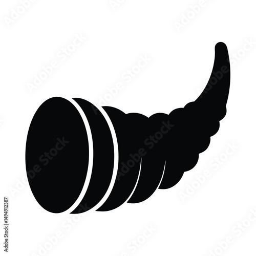 Black silhouette of a cornucopia filled with plenty for the Thanksgiving holiday