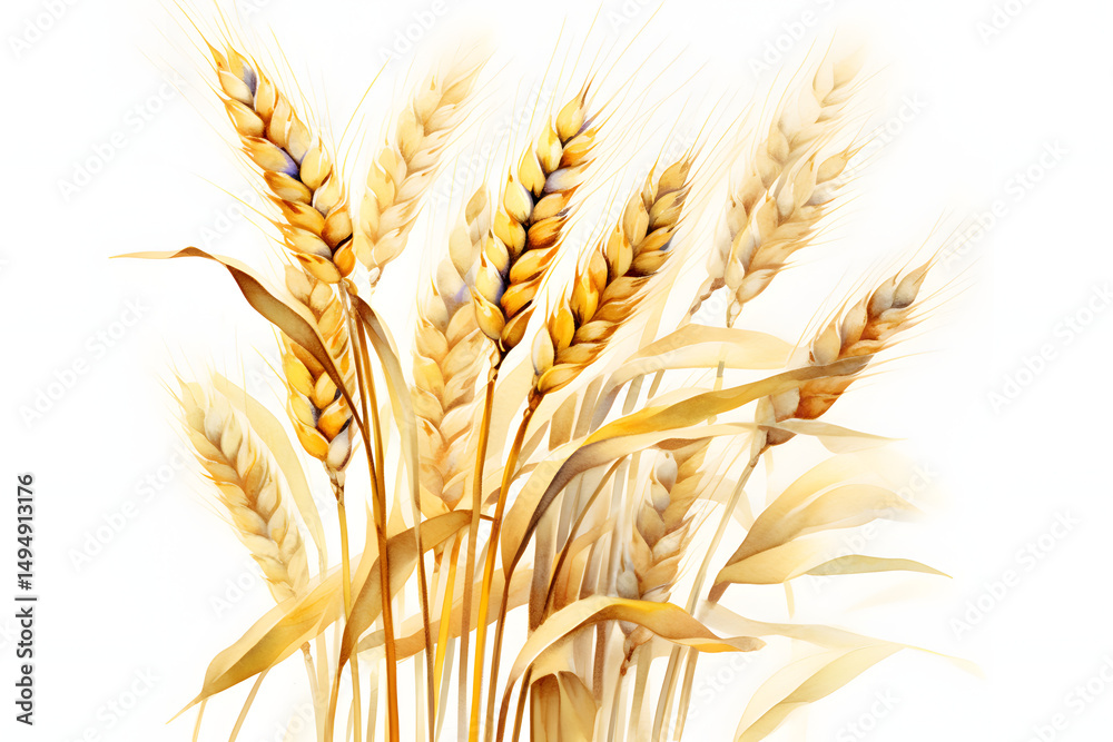 Fototapeta premium A close-up view of a sunlit field of ripe golden wheat, ready for harvest. 