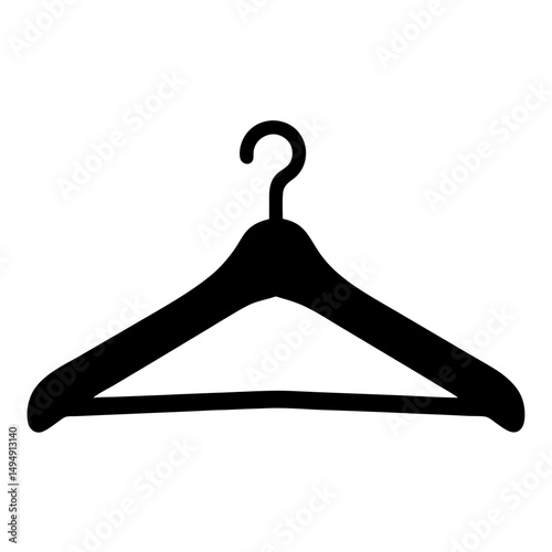 Silhouette of a classic clothes hanger against a stark white backdrop