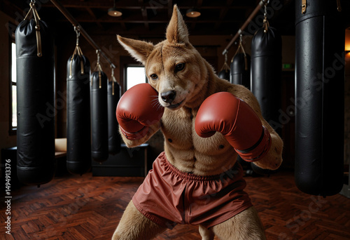 Focused Kangaroo Fighter Perfecting His Boxing Technique