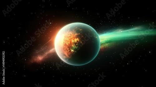 Wallpaper Mural Realistic planet Earth glowing with life in space, set against a dark background with text-friendly layout Torontodigital.ca