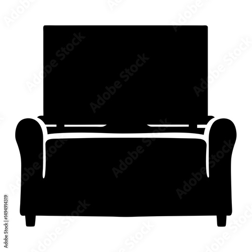 Sleek Black Silhouette of an Armchair with Elegant Curved Armrests Design