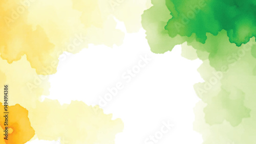 Tricolour orange and green indian watercolour abstract background 15 august independence day 26 january republic day center blank empty space 