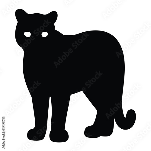 A sleek black panther or cougar silhouette standing alert and ready