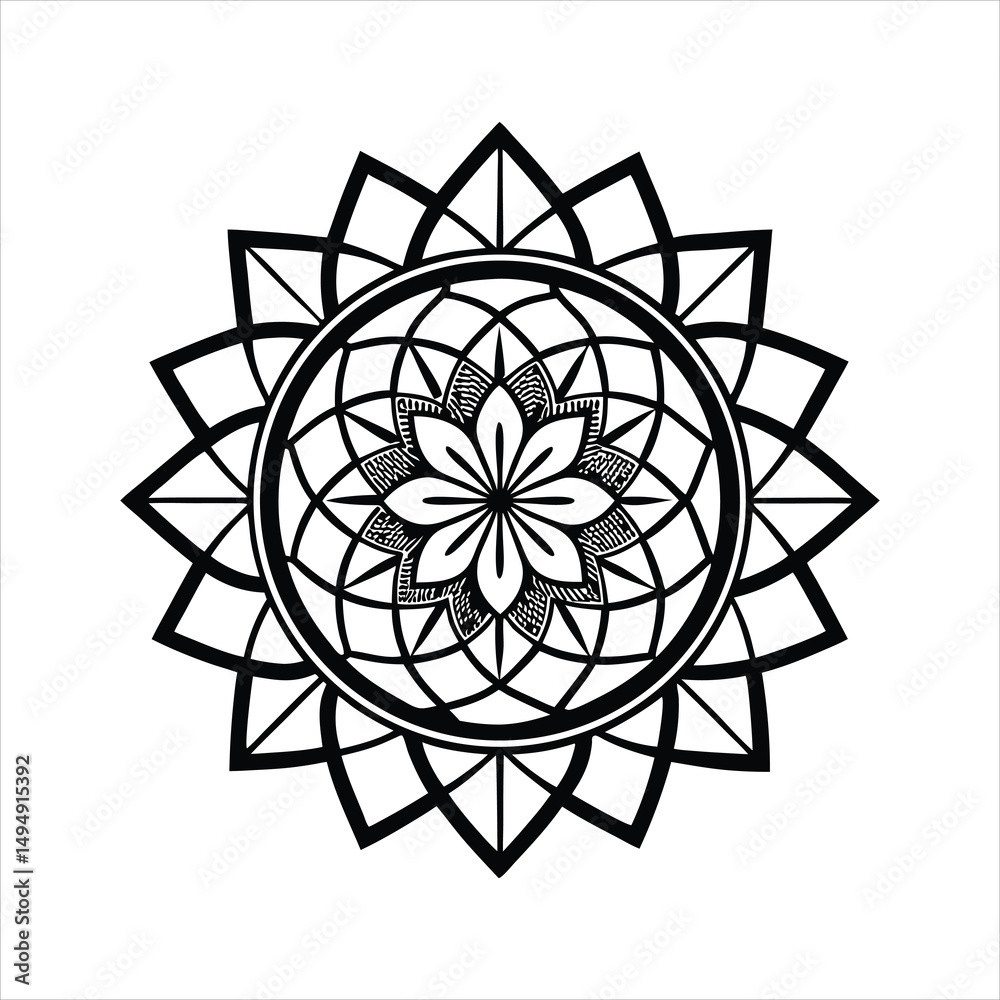Fototapeta premium Abstract floral geometric pattern design vector illustration