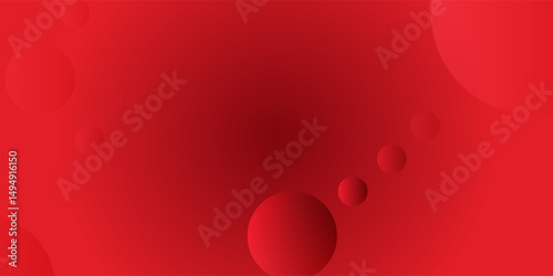 Abstract red gradient background, circle light and shadow on background with dimension, hot tone wall with intense color, horizontal wallpaper