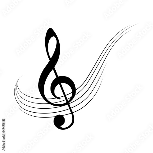 Treble clef. Symbol of classical music, musical notation and musical culture. Musical sign.