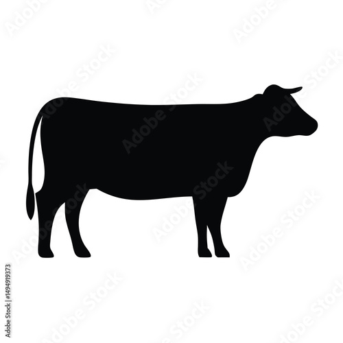 Silhouette of a standing dairy cow showcasing simplistic vector design