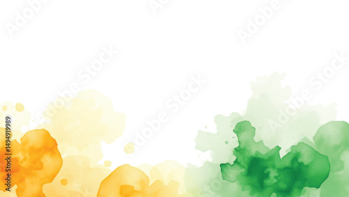 Tricolour orange and green indian watercolour abstract background 15 august independence day 26 january republic day center blank empty space 