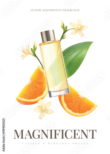Realistic Luxury Perfume Bottle Advertising