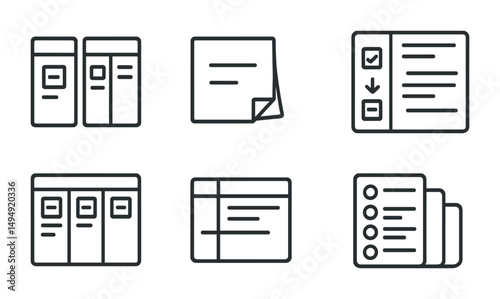 Project management line icons set – outline, task, workflow and process symbols