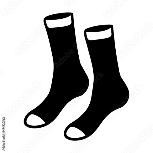 A pair of black and white socks ready for wear, isolated