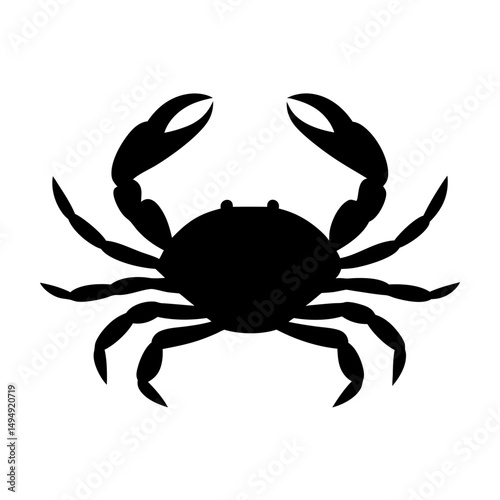 Monochromatic crab silhouette standing out against a white contrasting backdrop