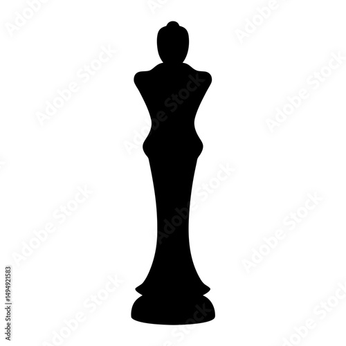 Elegant and Powerful Chess Queen Piece Silhouette on a Clean White Background