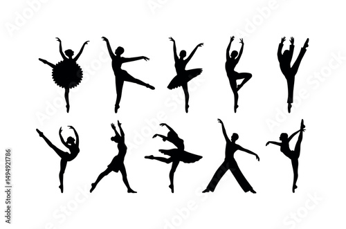 dancer silhouettes ballet dance artistic ballerina pose graceful stage performance elegant motion show
