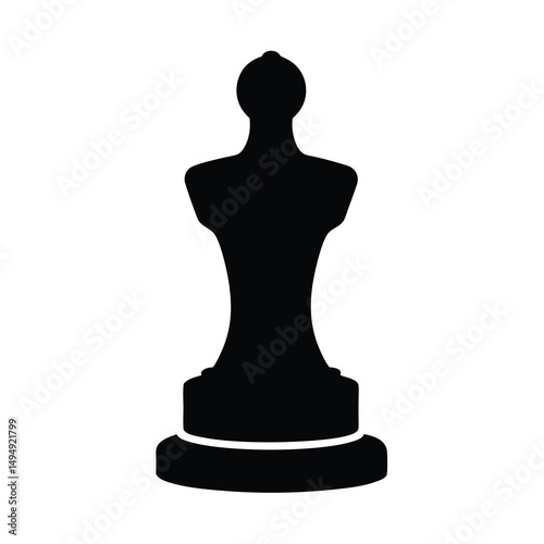 Elegant Black Silhouette of a Pawn Chess Piece on a White Backdrop
