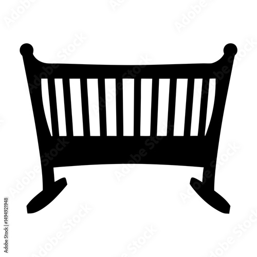 Silhouette of a traditional baby cradle or bassinet with rocking legs