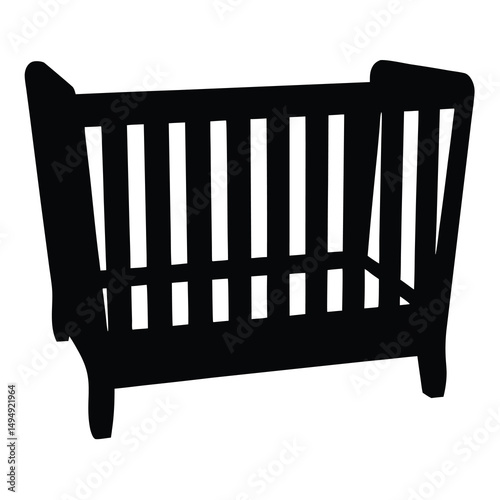 Elegant silhouette of a baby crib suggesting comfort and peaceful childhood sleep