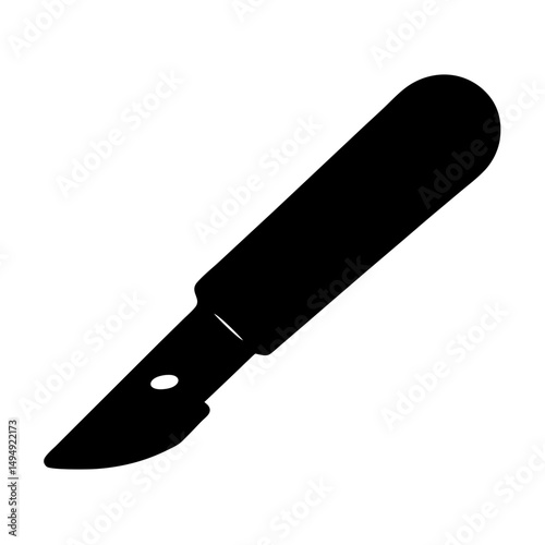 Silhouette illustration of a black scalpel on a white background perfect for medical use