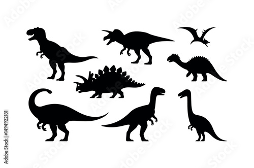 dinosaur silhouettes prehistoric extinct reptile fossil jurassic ancient creature carnivore herbivore giant
