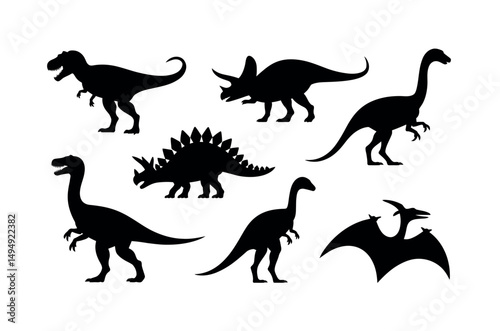 dinosaur silhouettes prehistoric extinct reptile fossil jurassic ancient carnivore herbivore giant creature