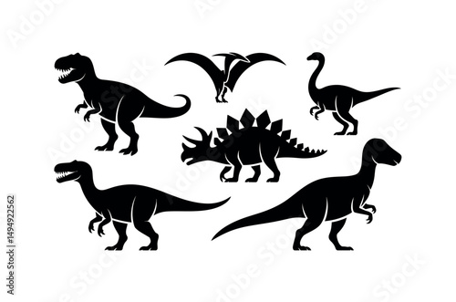 dinosaur silhouettes prehistoric extinct reptile fossil jurassic ancient carnivore herbivore giant creature