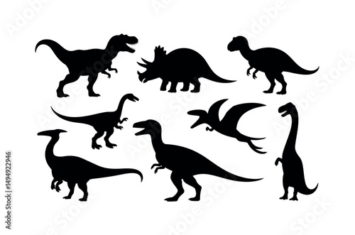 dinosaur silhouettes prehistoric extinct reptile fossil jurassic ancient carnivore herbivore giant creature