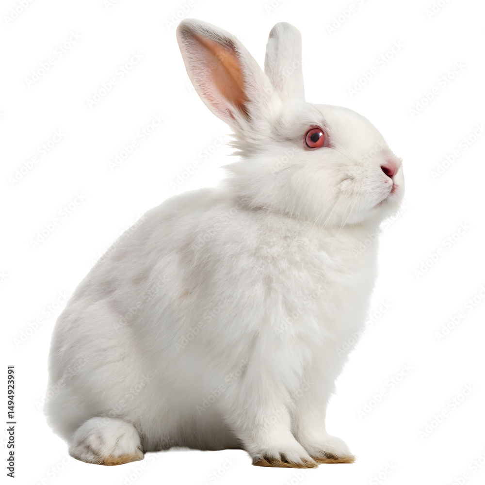 Obraz premium Charming White Bunny Looking Curious Fluffy Rabbit Pet Animal Easter Symbol