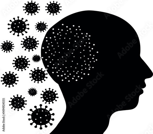 Silhouette of a Sneezing Person – Pollen Allergy Concept