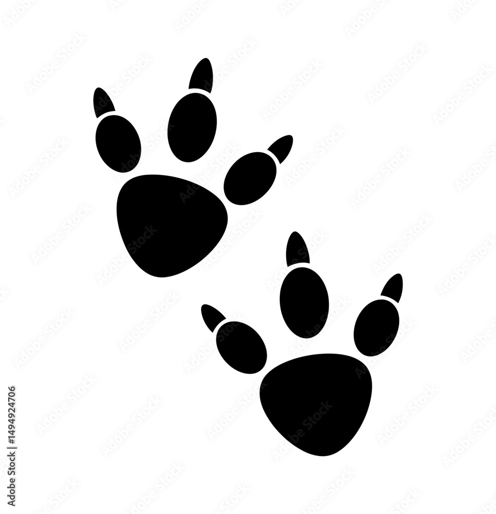 Fototapeta premium Black animal paw prints vector illustration image