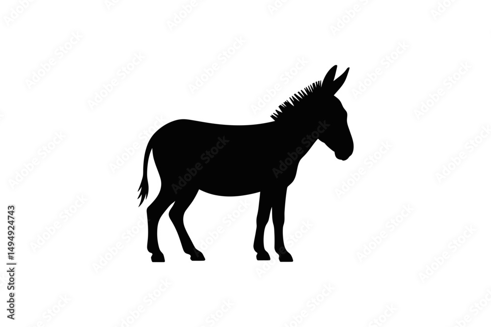Naklejka premium Donkey silhouette illustration farm animal vector