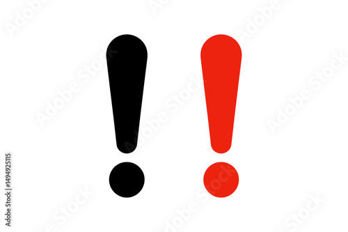 Exclamation point black and red warning symbol sign