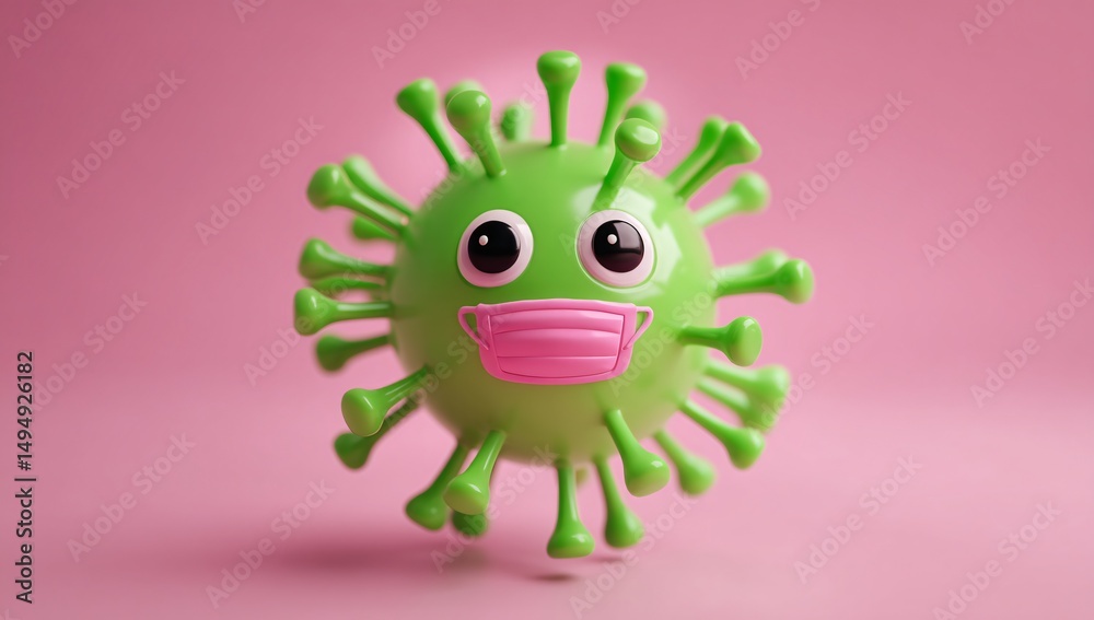 Fototapeta premium Representation of measles virus, highlighting the infectious nature of the disease and its effects.