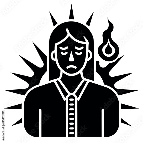 Silhouette of Sick Person with Headache and High Temperature