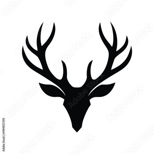 Elegant Deer Antler Silhouette Vector Illustration of Majestic Wildlife