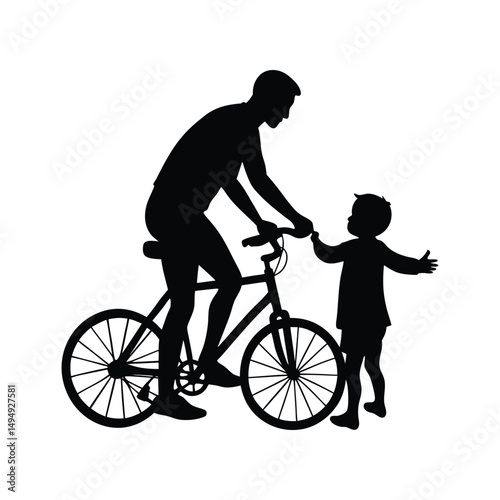 Father and Son Silhouette A Bike Ride Bonding Moment