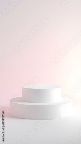 White marble podium in a minimalist room with soft shadows