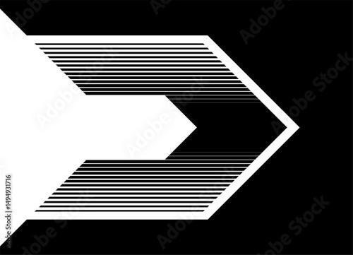 Vector background in the form of a Strict Vector arrow with parallel lines. Modern striped design element. Direction indicator, navigation, Sports Pattern. Game. accent