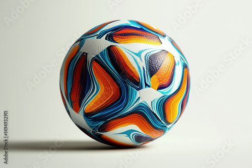 Colorful swirl-patterned soccer ball.