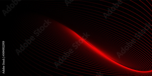 Fototapeta Naklejka Na Ścianę i Meble -  A mesmerizing 3D rendering depicting a dark tunnel formed by swirling red and pink neon lines, creating an abstract background that draws the viewer into its depths.