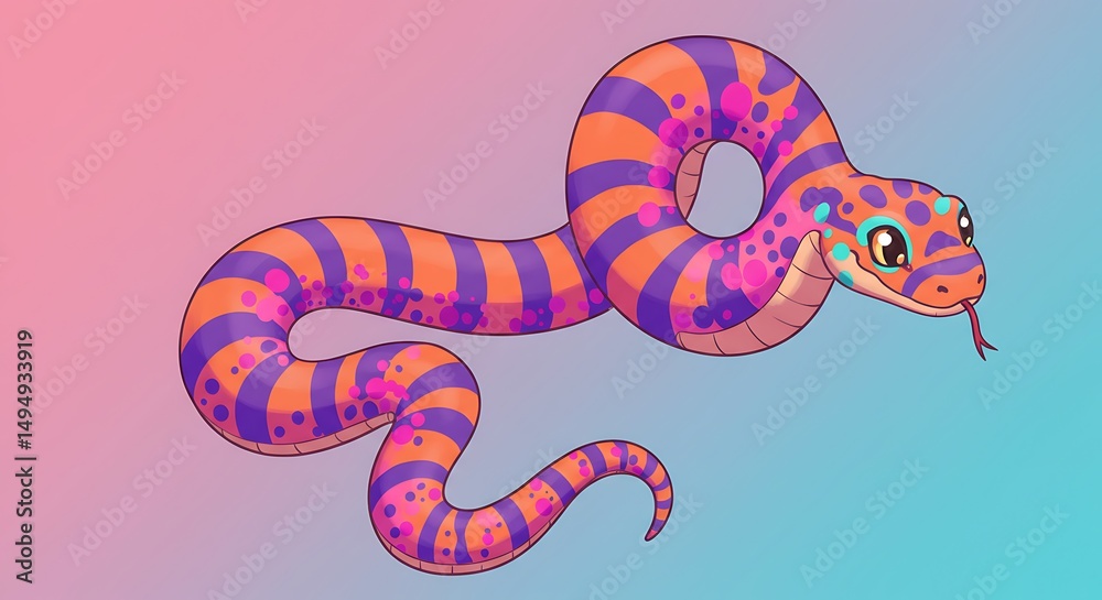 Naklejka premium Colorful cartoon snake illustration