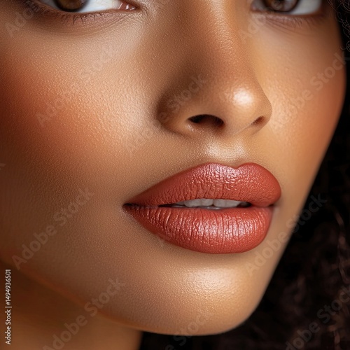 Detailed close-up of pouty lips showing lip shape, texture, and cosmetic enhancement suitable for beauty tutorials, makeup artistry, and cosmetic visuals --raw --stylize 250
