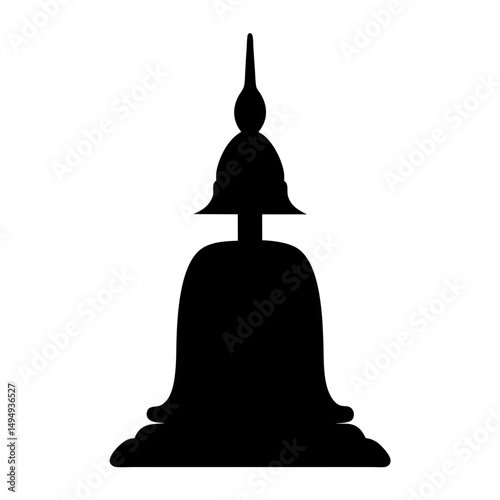 A stark silhouette of a traditional Thai stupa or Chedi structure